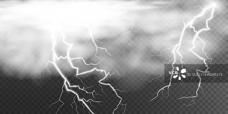 闪电魔法和明亮的光效集合图片素材