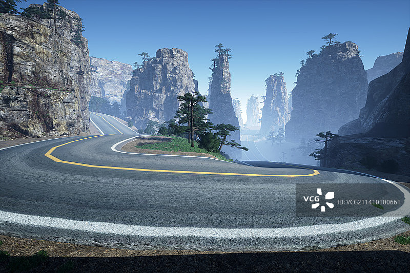 张家界，公路，悬崖，中国风图片素材