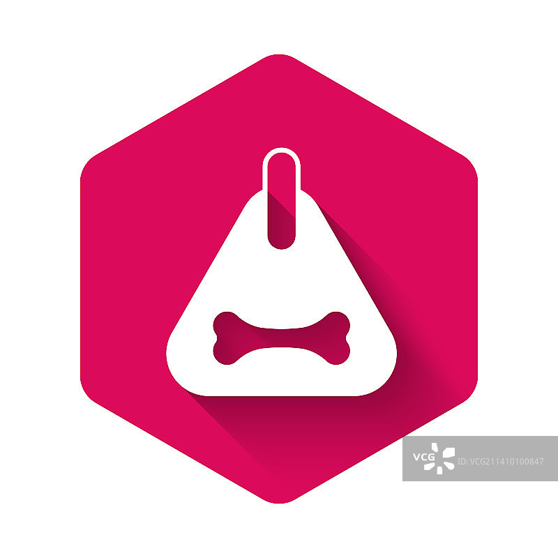 带铭牌和骨牌的白色狗项圈图片素材