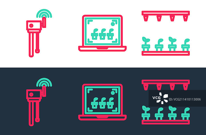 线条图案：自动喷灌洒水器、路由器图片素材