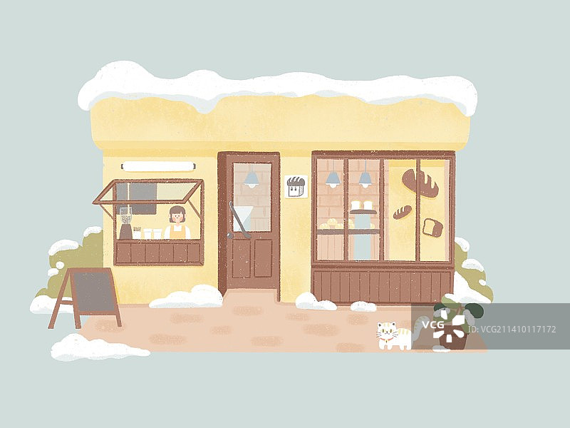 冬天的面包店图片素材