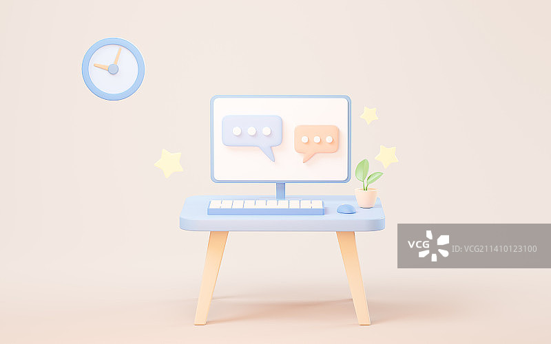 卡通风格电脑3D渲染图片素材