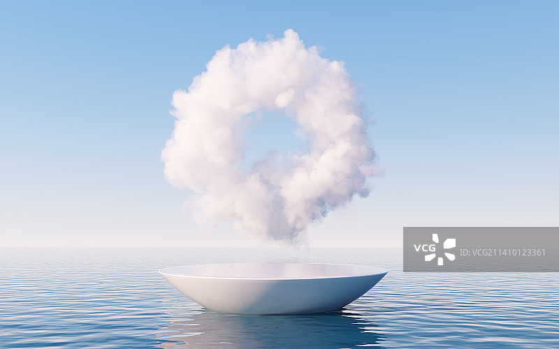 水面上的云朵3D渲染图片素材
