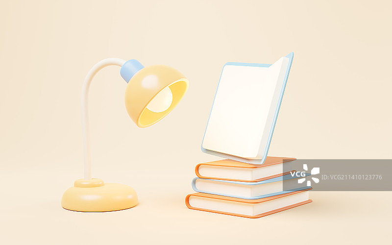 卡通风格读书与学习3D渲染图片素材