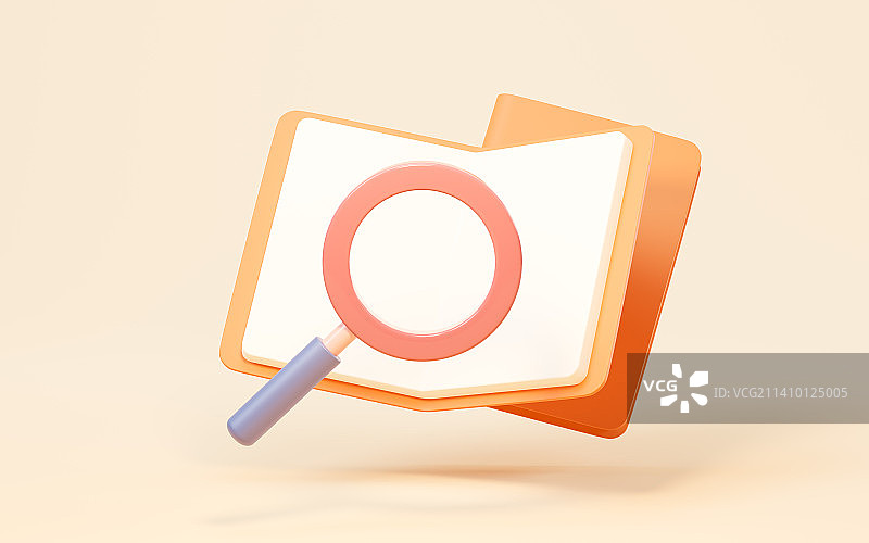 书本与搜索3D渲染图片素材
