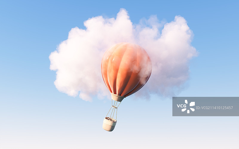 天空中的热气球3D渲染图片素材