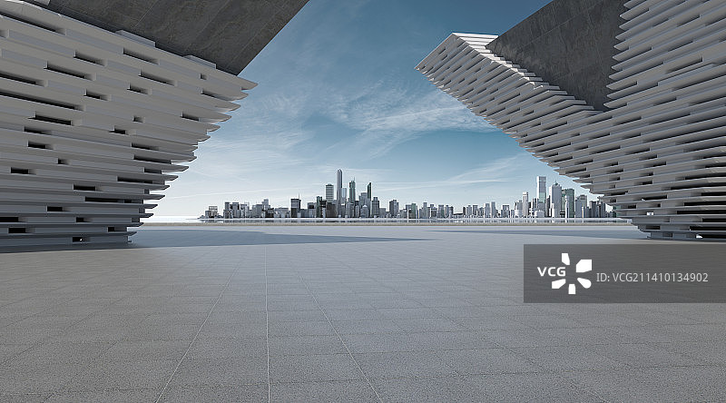 3D渲染城市天际线图片素材