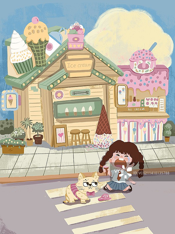 冰激淋掉了图片素材