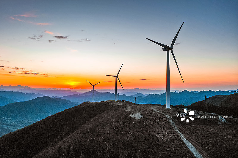 河北张家口茶山风力发电图片素材