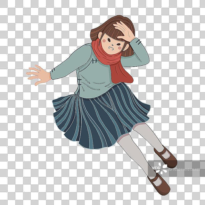 抬头看天的女孩图片素材