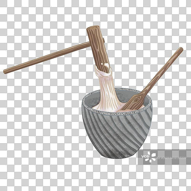打糍粑国风线性插画免抠元素图片素材