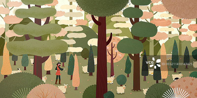 森林中的小羊图片素材