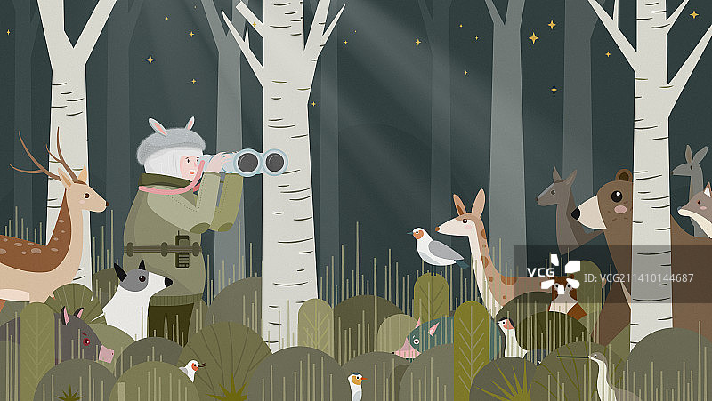在森林里观察动物图片素材