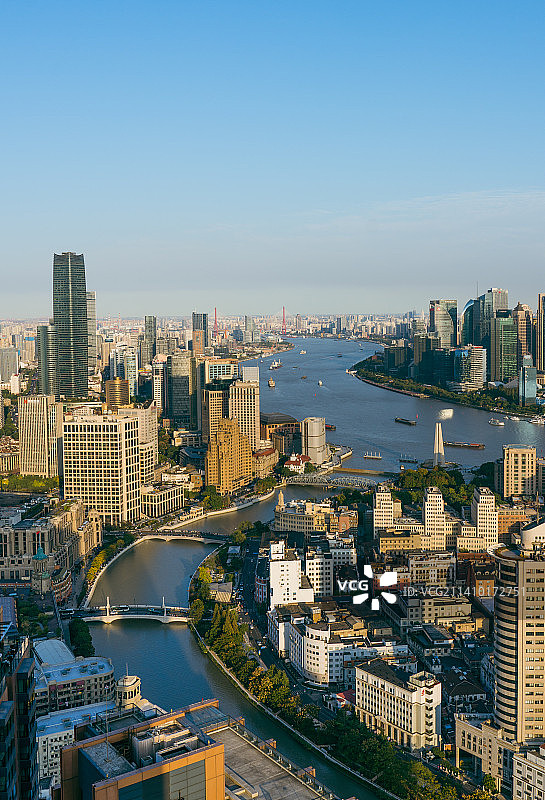 上海黄浦江日落航拍图片素材