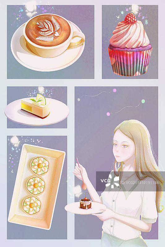 糕点类分镜插画图片素材