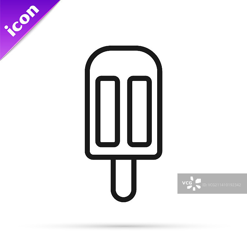 白色背景上的黑色线条冰淇淋图标图片素材