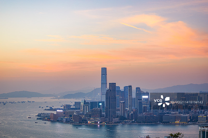 红香炉峰 香港 金融中心 日落 尖沙咀 中环图片素材