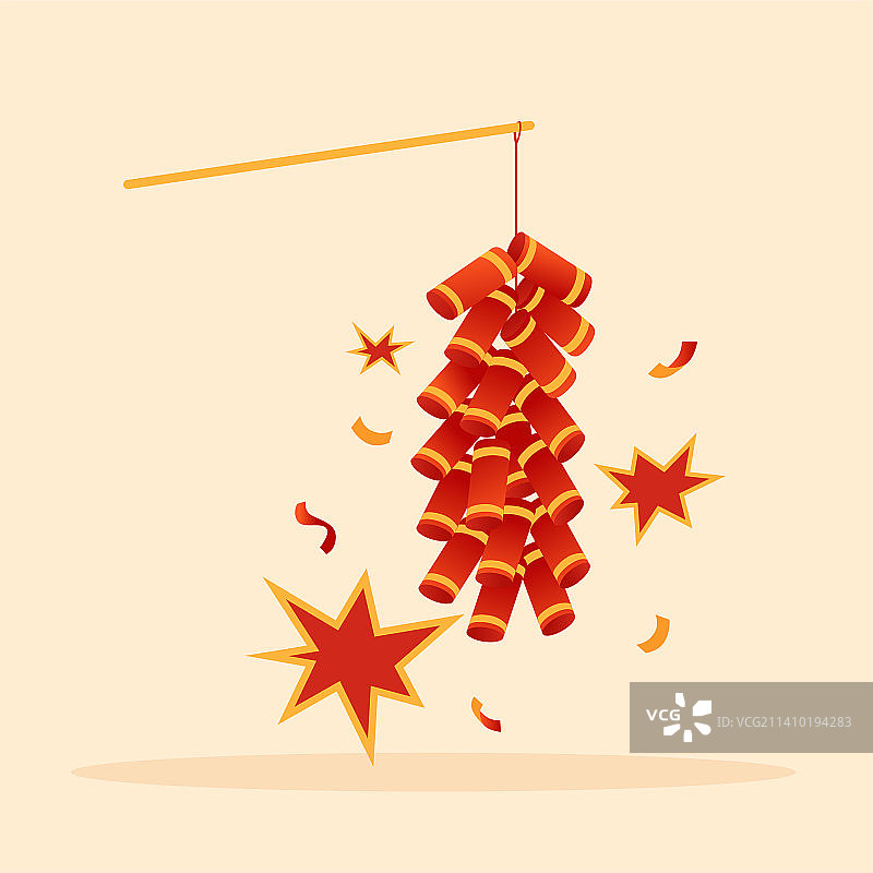 新年鞭炮节日插画元素图片素材