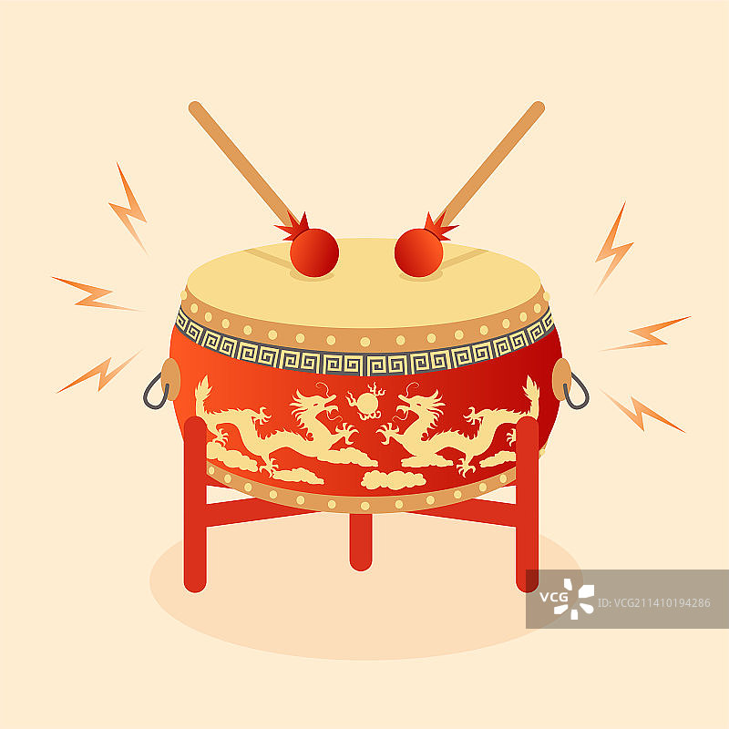 打大鼓乐器节日插画元素图片素材
