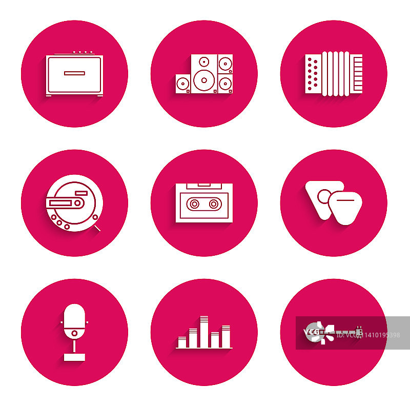 复古音频磁带音乐均衡器套装图片素材