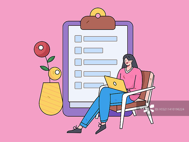 邀请好友进行测评调查扁平矢量概念运营插画图片素材