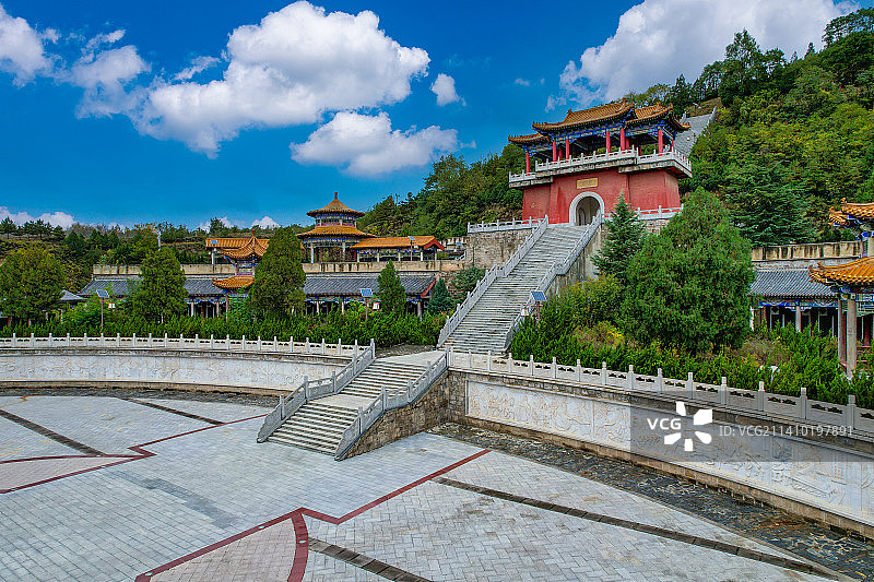 中国甘肃庆阳市庆州古城航拍风光图片素材