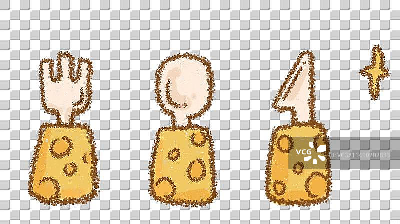 芝士餐具叉子勺子刀免抠png装饰手绘元素图片素材