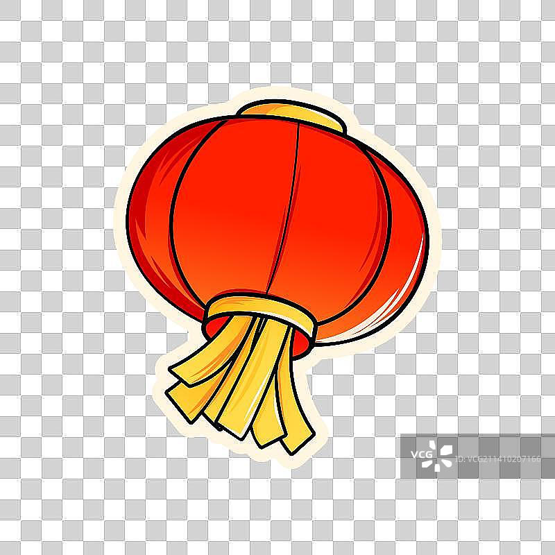 国潮风灯笼矢量插画贴纸元素图片素材