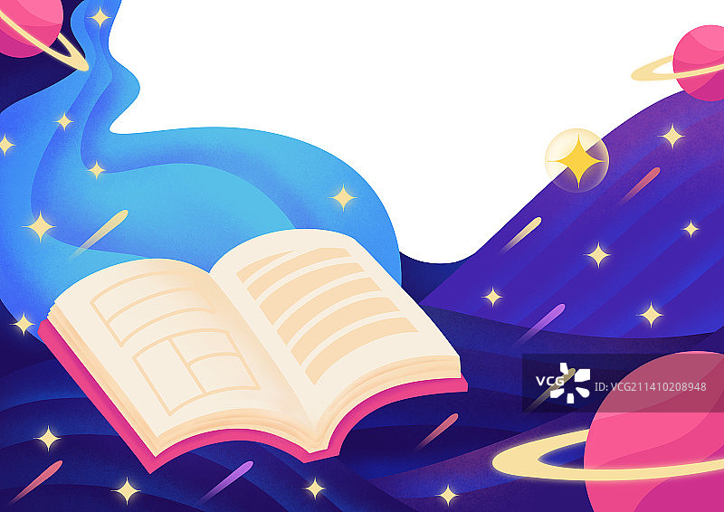 美丽的彩色星空背景，书本图片素材