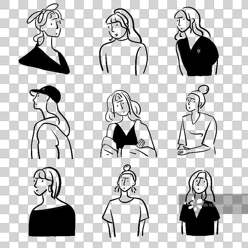 简笔画女生头像图片素材