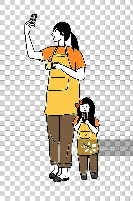 在拍照的妈妈和女儿图片素材