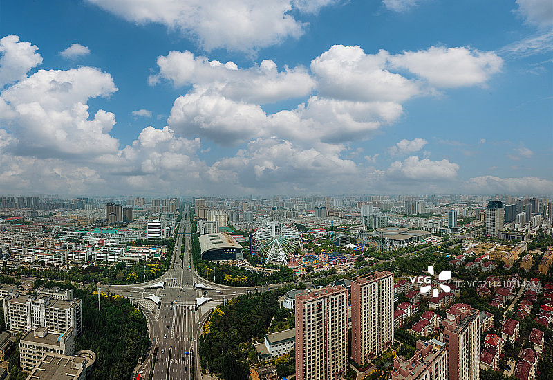 潍坊 奎文区 地标 航拍素材 山东 潍坊市 城市 商业 风光图片素材