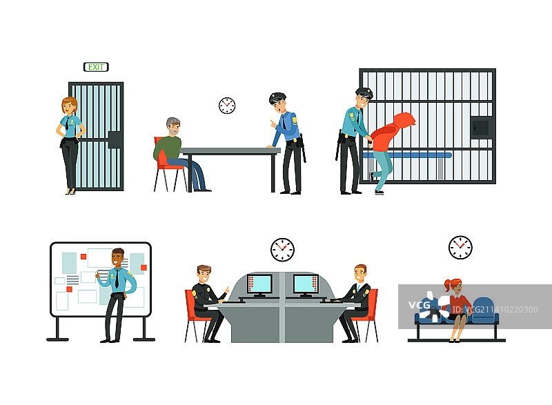 男女警官在部门工作图片素材