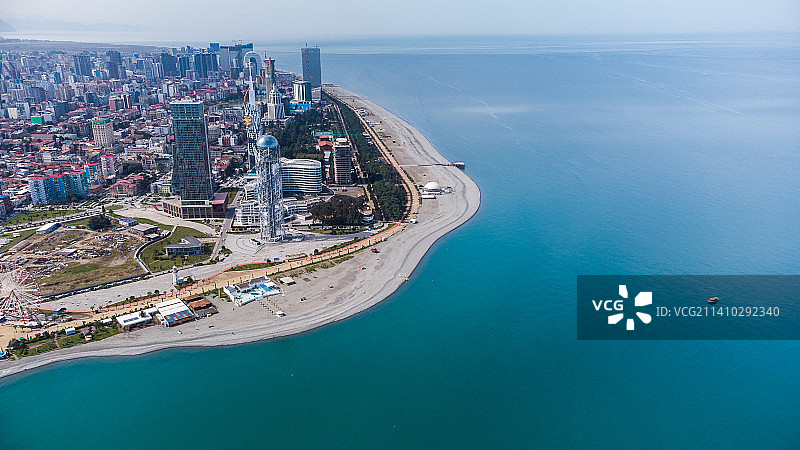 高角度城市海景，格鲁吉亚巴统图片素材