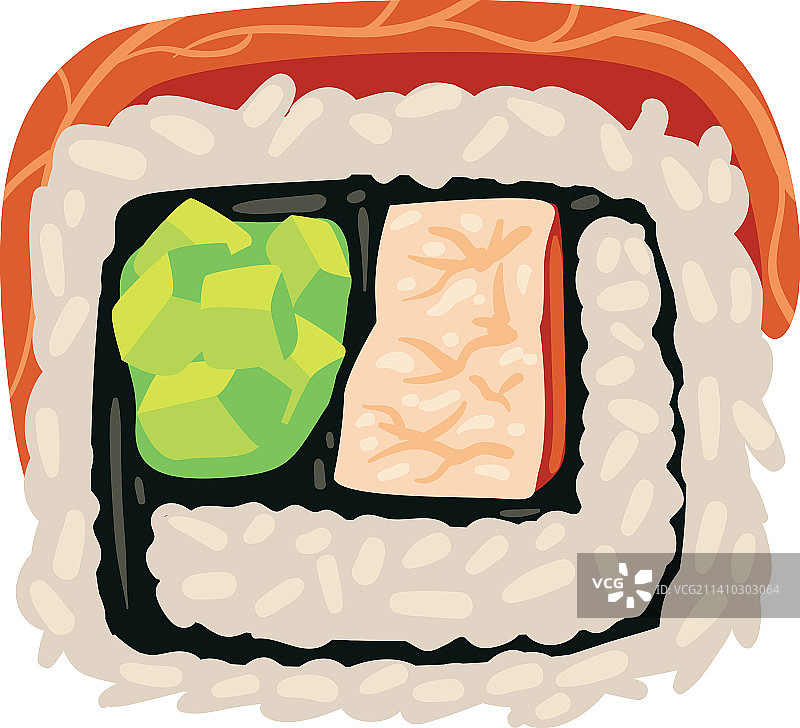 平铺三文鱼卷图片素材