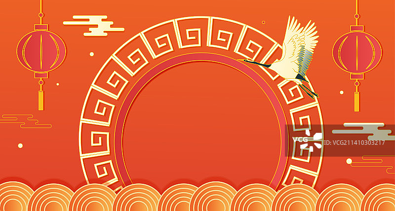 新年春节喜庆国风扁平插画背景图片素材