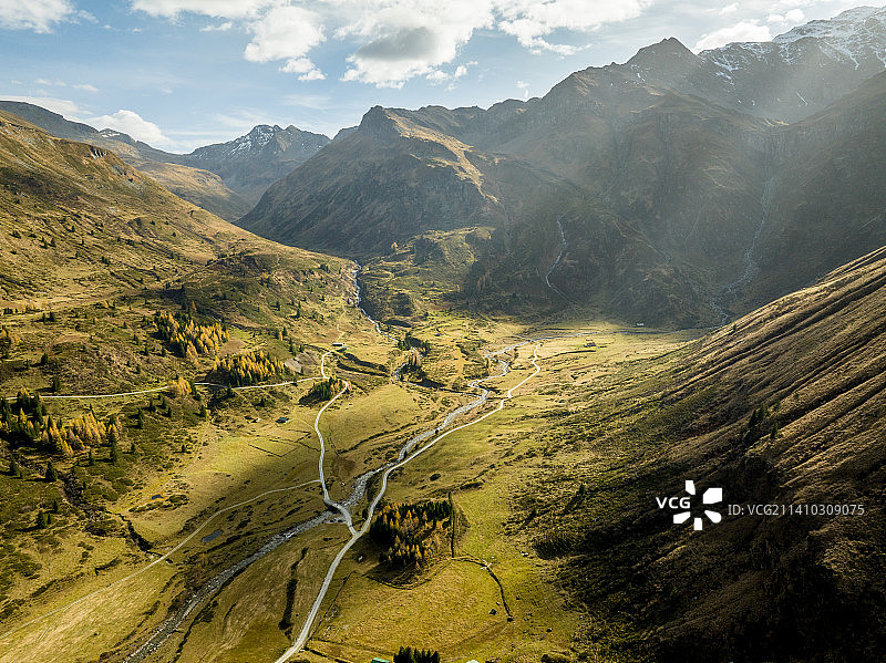 奥地利Sportgastein秋季高地航拍图图片素材