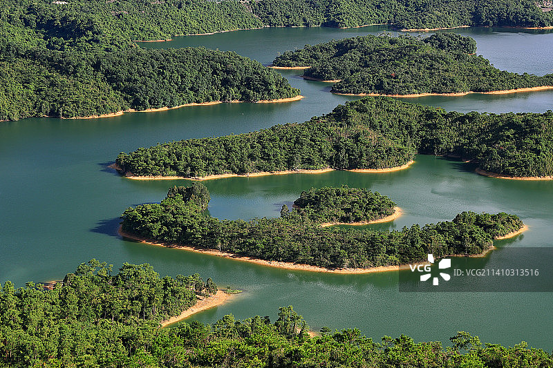 中国香港屯门湖泊航拍视角图片素材