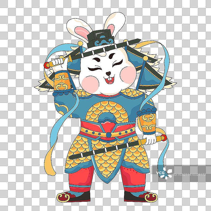 兔年春节门神插画素材图片素材