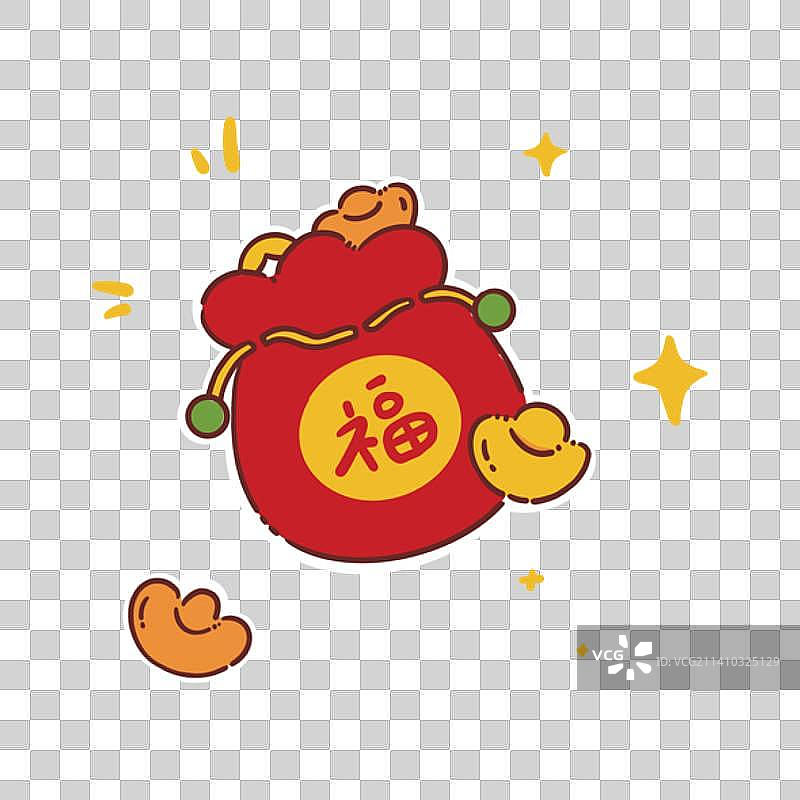 春节红色元宝钱袋子福袋图片素材