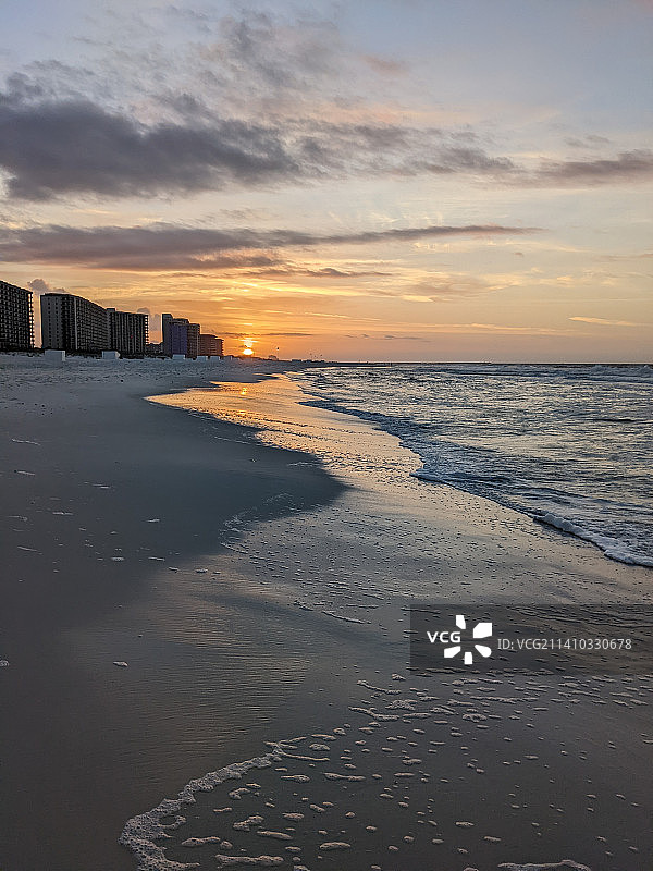 日落时分，美国阿拉巴马州的海滩景色图片素材
