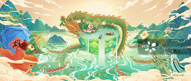 端午节插画主视觉图片素材