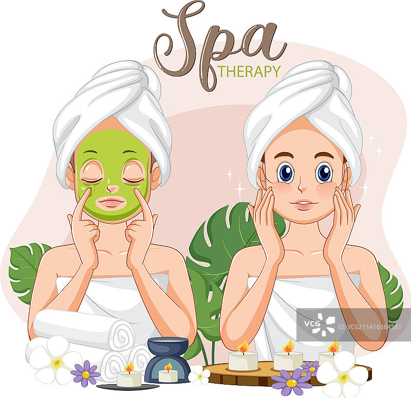 女子进行面膜护理图片素材