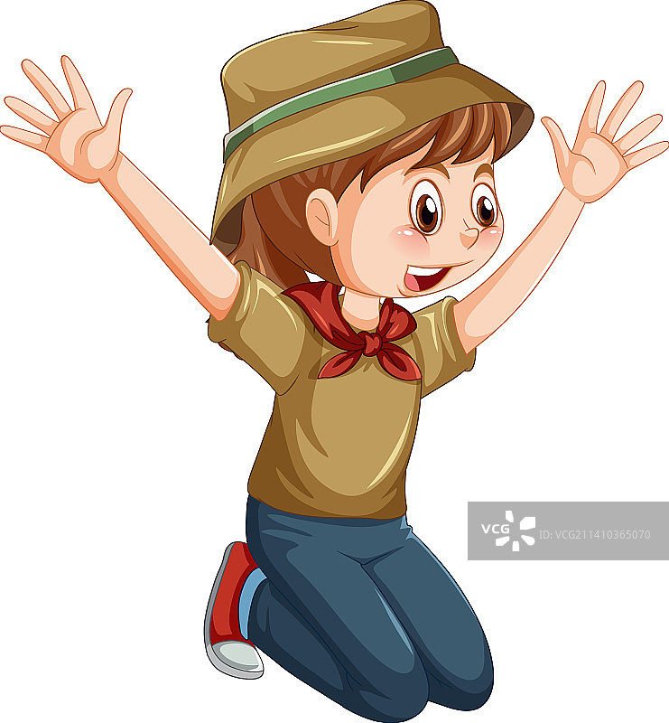 卡通露营女孩角色图片素材