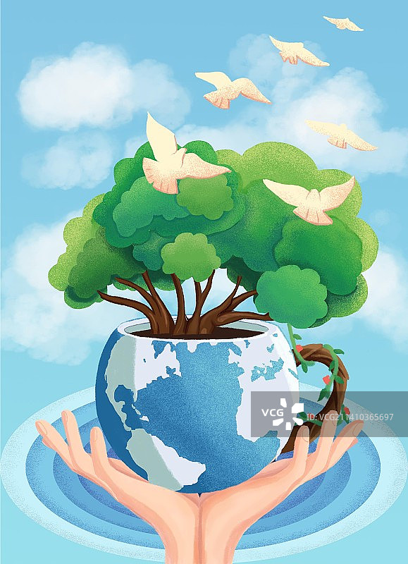 呵护地球 保护环境 环保插画图片素材