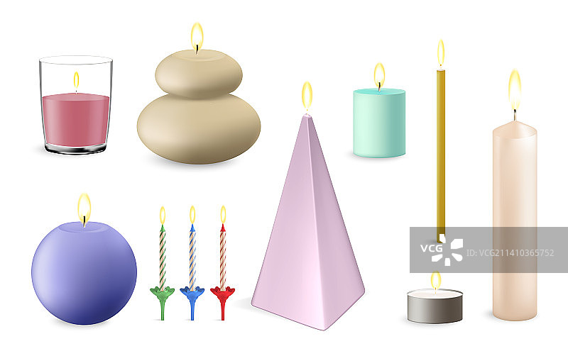 逼真蜡烛套装图片素材