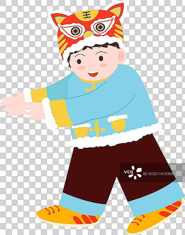 卡通节日新年春节除夕拜年装饰人物扁平矢量插画免抠图像图片素材