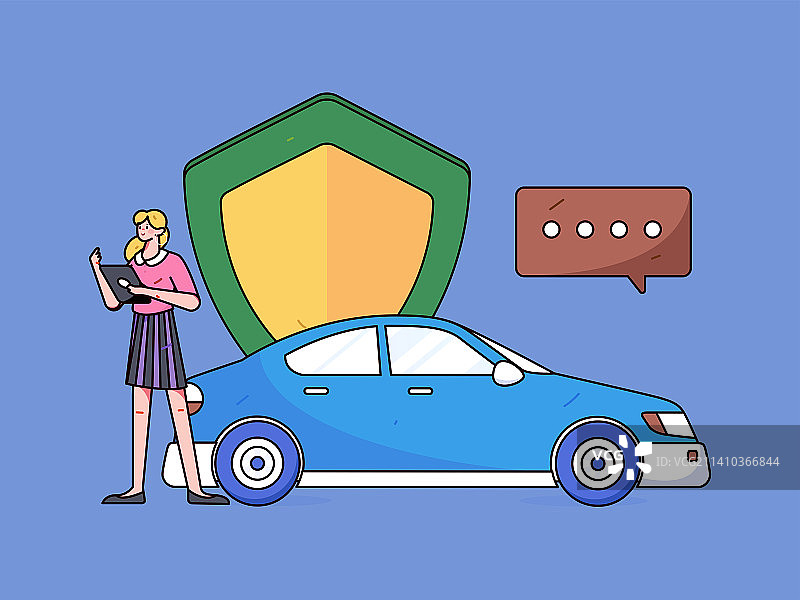 汽车保险扁平矢量概念运营插画图片素材
