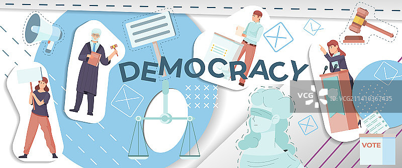 扁平风民主拼贴图片素材