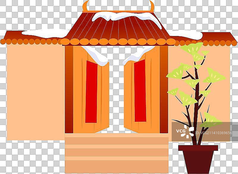 卡通节日节气春节冬天冬季立冬家庭建筑房子门口家思念团圆装饰扁平矢量插画元素图片素材